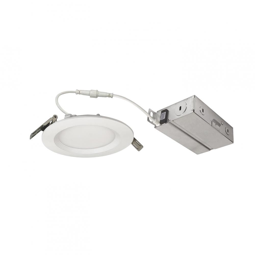 4" E-Series FLIN Round LED Downlight Selectable 5CCT, Matte Powder White Finish, 120V Triac/ELV