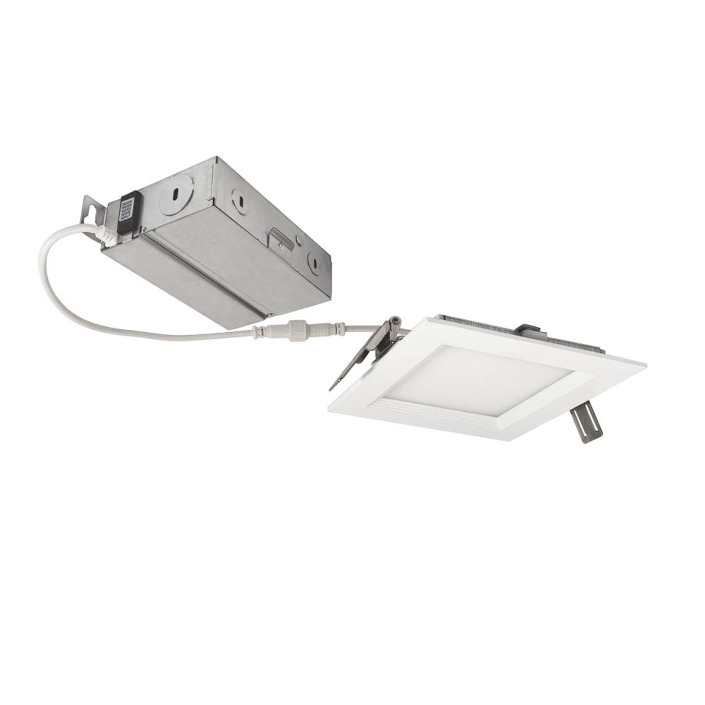 4" E-Series FLIN Square LED Downlight Selectable 5CCT, Matte Powder White Finish, 120V Triac/ELV