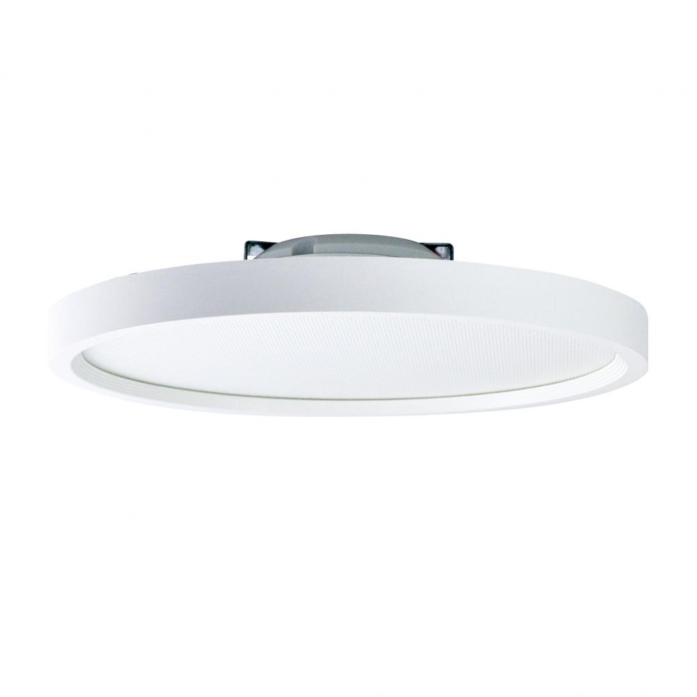 7" SURF Regressed Edge-Lit Surface Mounted LED, Round Baffle, 1000lm, 14W, 3000K, 90+ CRI, 120V