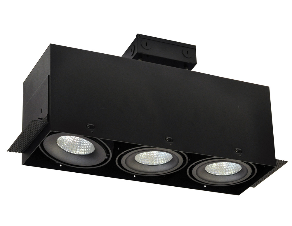 LED Trimless 3-Head MLS Housing, 30W / 2100lm per Head, 3500K, 16-Degrees Spot, Black, 120-277V