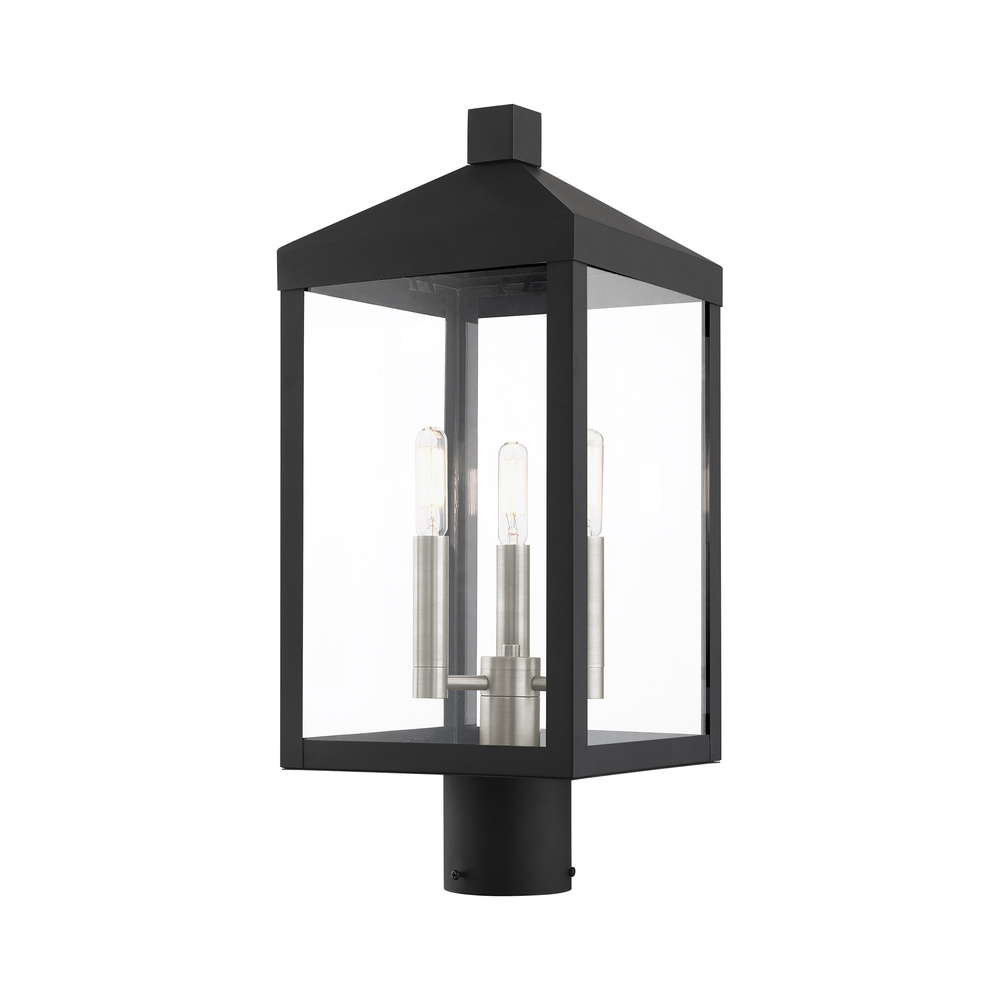 3 Lt Black Outdoor Post Top Lantern