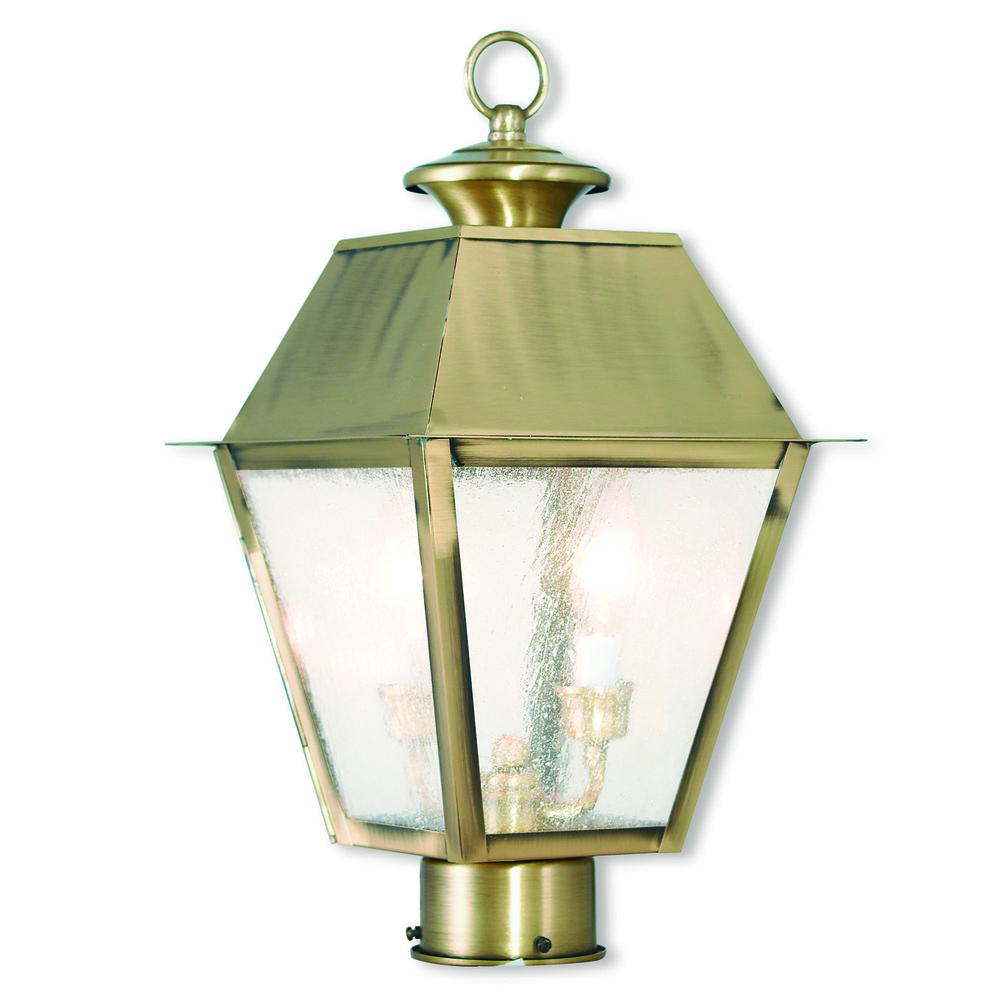 2 Light Antique Brass Post-Top Lantern