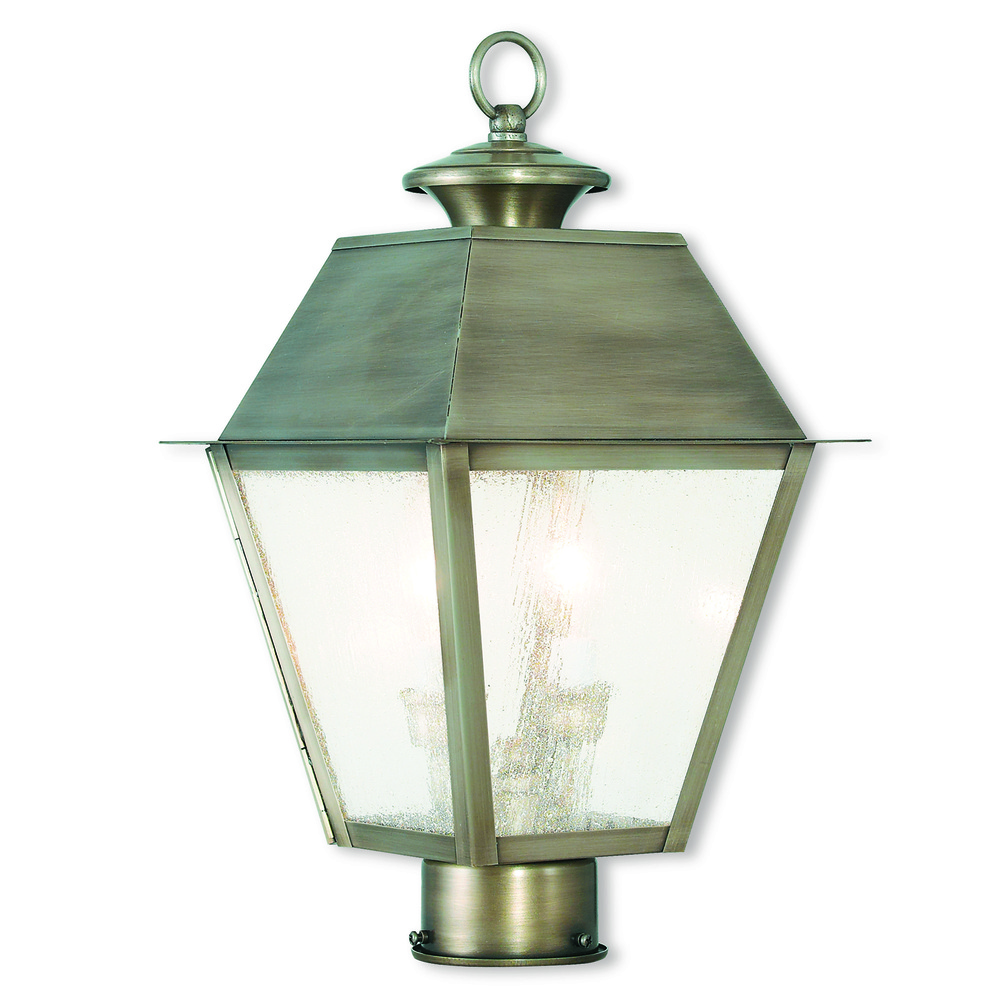 2 Light Vintage Pewter Post-Top Lantern