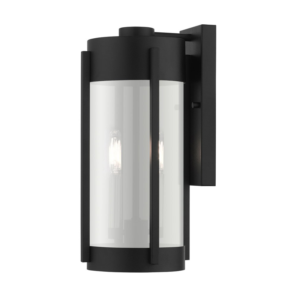 2 Lt Black Outdoor Wall Lantern