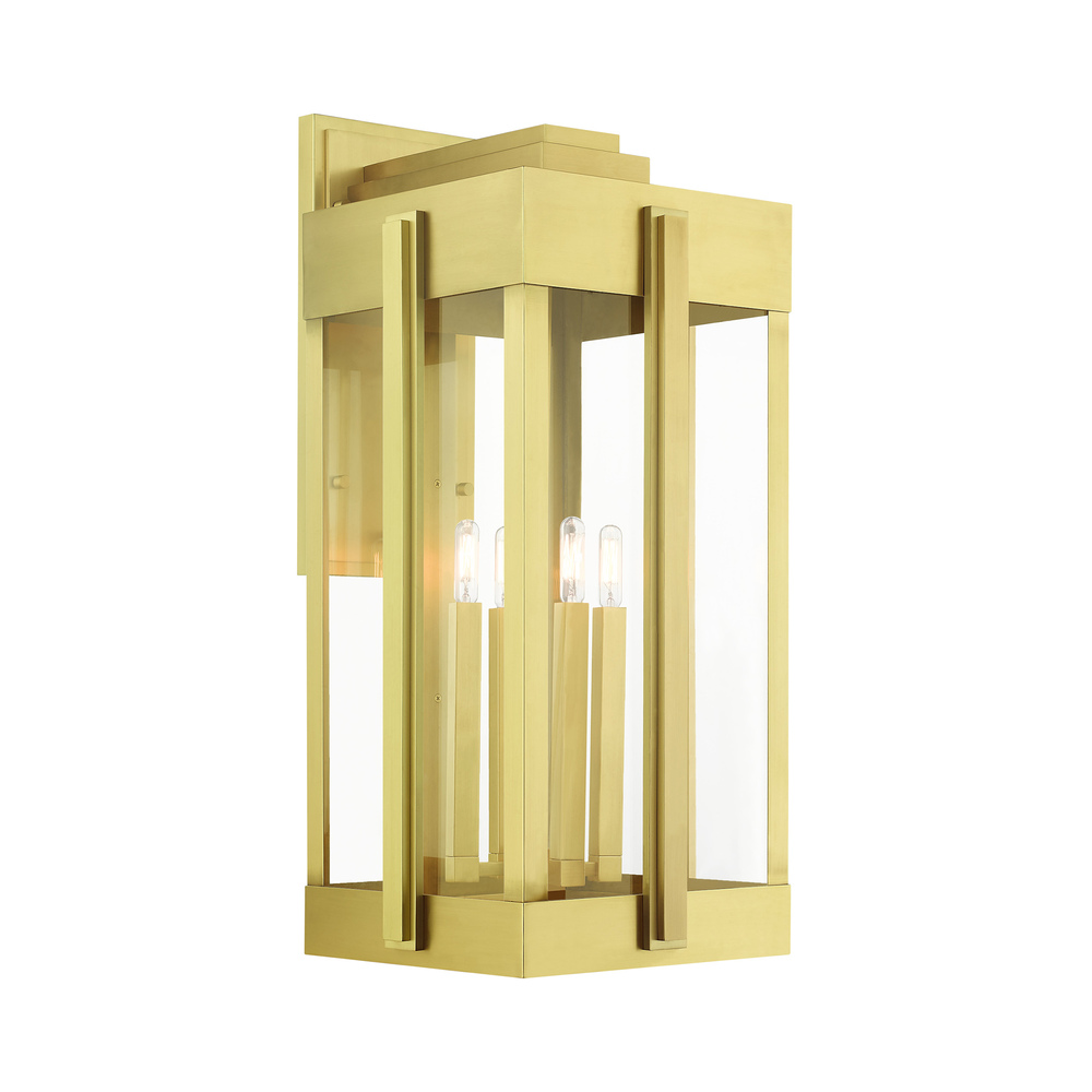 4 Lt Natural Brass Outdoor Wall Lantern