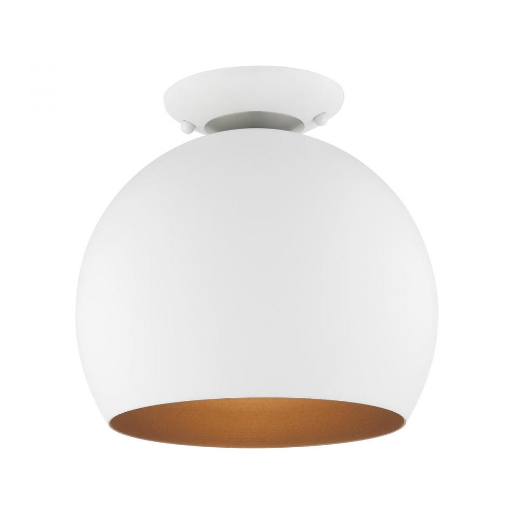 1 Light White Semi-Flush Mount