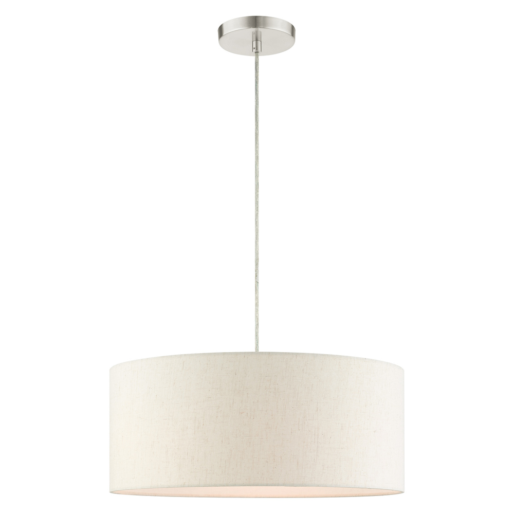 3 Lt Brushed Nickel Drum Pendant