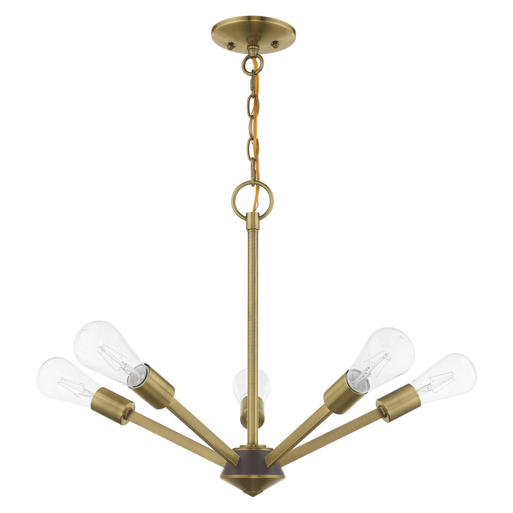 5 Lt Antique Brass Chandelier