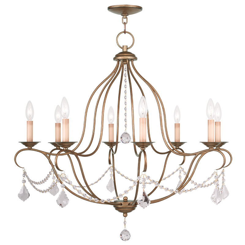 8 Light Antique Gold Leaf Chandelier