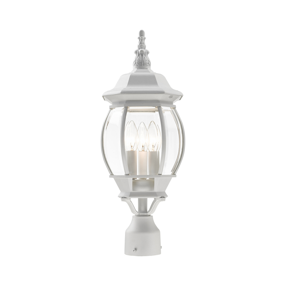 3 Lt Textured White  Outdoor Post Top Lantern