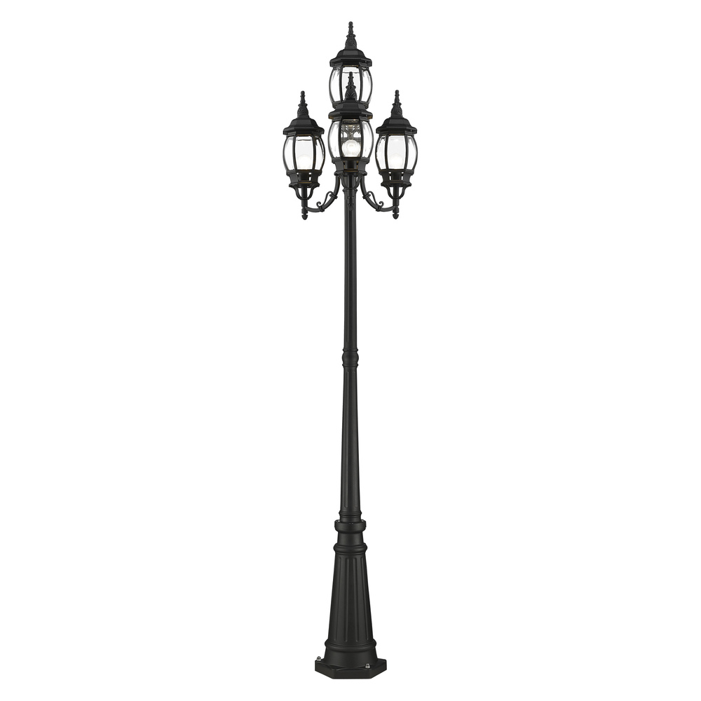 4 Lt Textured Black Outdoor Post Light