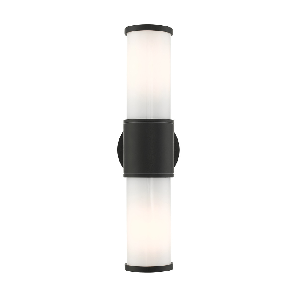 2 Lt Textured Black Outdoor ADA Wall Lantern