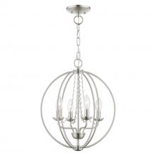 Livex Lighting 40914-91 - 4 Light Brushed Nickel Globe Convertible Chandelier/ Semi-Flush