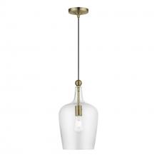 Livex Lighting 41237-01 - 1 Light Antique Brass Single Pendant