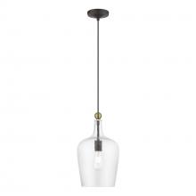 Livex Lighting 41237-07 - 1 Light Bronze with Antique Brass Accent Single Pendant