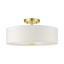 Livex Lighting 51054-12 - 3 Lt Satin Brass Semi Flush