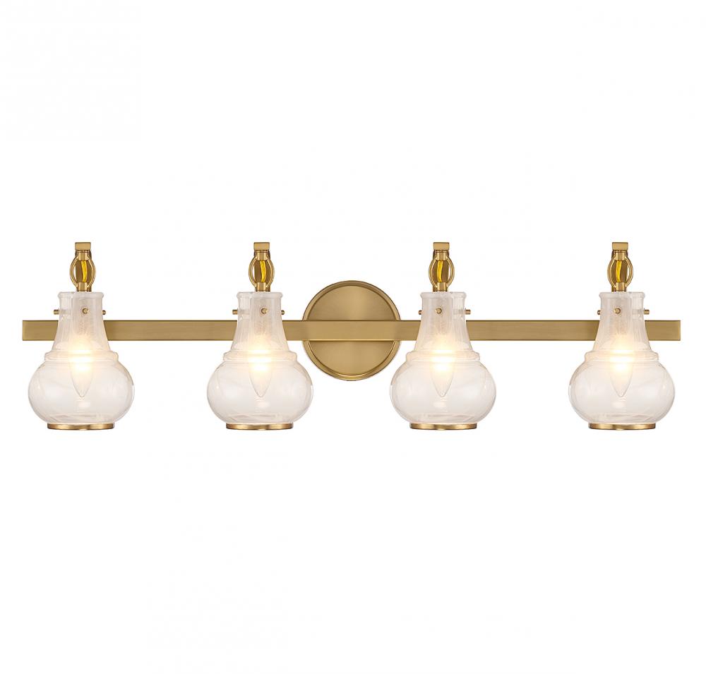 Adams 4-Light Bathroom Vanity Light in Warm Brass