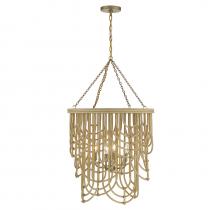 Savoy House 7-7910-4-177 - Bremen 4-Light Pendant in Burnished Brass with Rattan