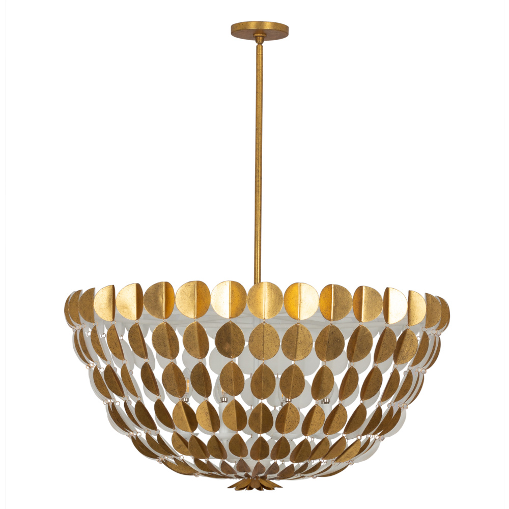 Amor 36-in 8 Light (40-watt) Oxidized Gold Leaf And White Chandelier