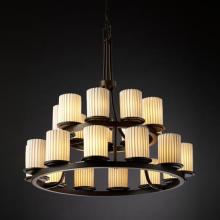 Justice Design Group POR-8767-10-BMBO-DBRZ - Dakota 21-Light 2-Tier Ring Chandelier