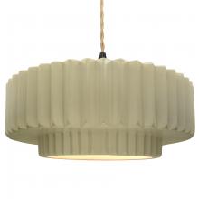 Justice Design Group CER-6555-VAN-MBLK-BEIG-TWST - Large Tier Pleated 1-Light Pendant
