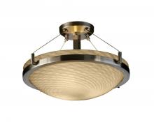 Justice Design Group FSN-9681-35-WEVE-NCKL-LED-3000 - 18" Round Semi-Flush Bowl w/ Ring