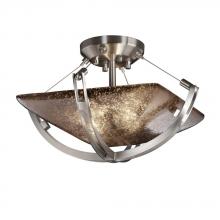 Justice Design Group FSN-9710-35-MROR-NCKL-LED-2000 - 14" Semi-Flush Bowl w/ Crossbar