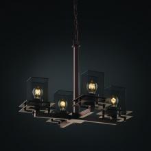 Justice Design Group MSH-8100-15-DBRZ - Metropolis 4-Light Chandelier - Uplight (2 Flat Bars)