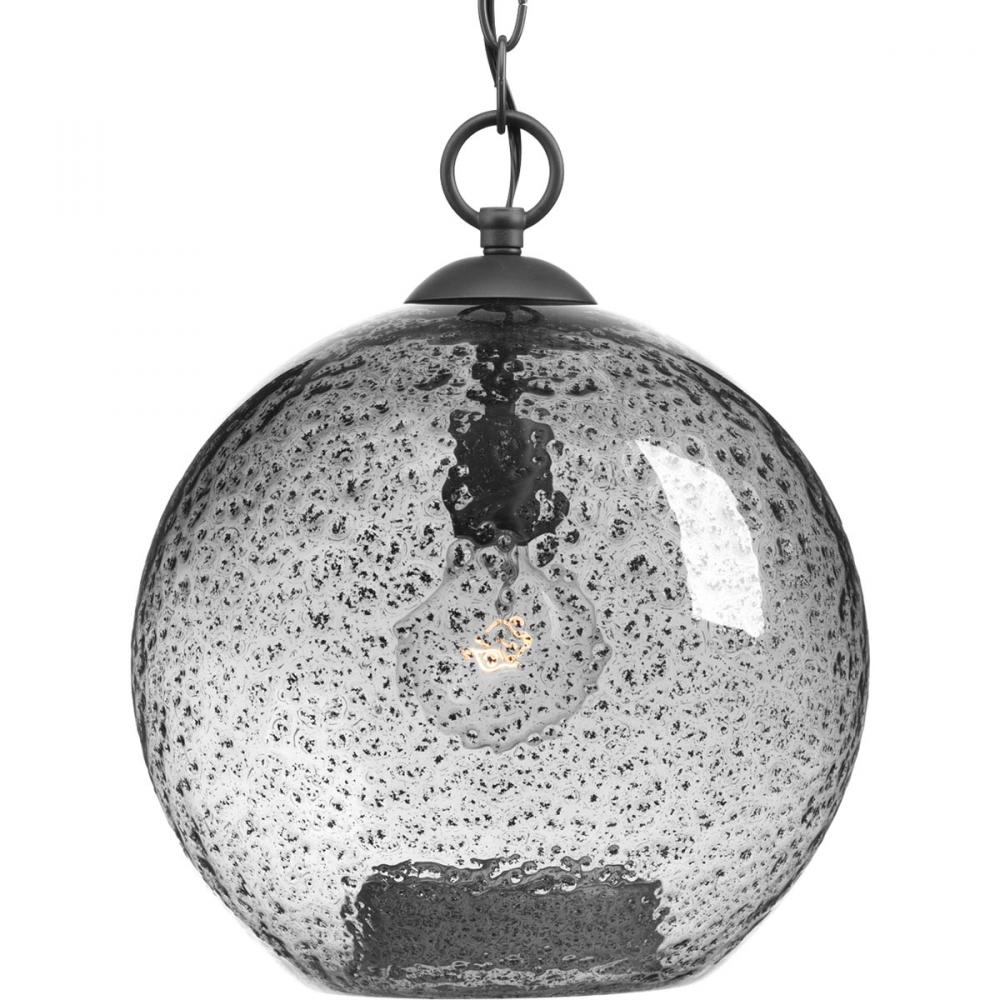 Malbec Collection One-Light Graphite Smoked Textured Glass Global Pendant Light