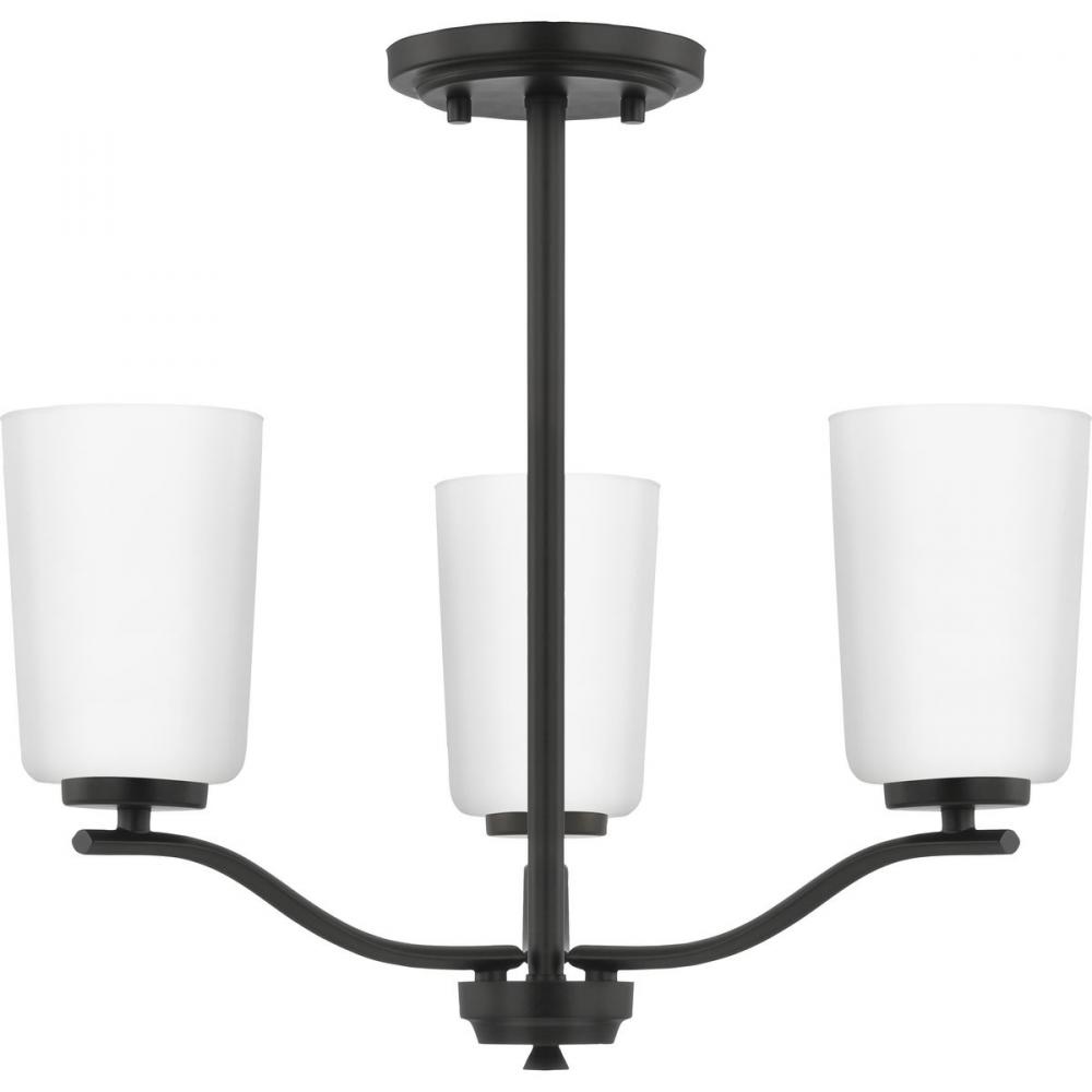 Adley Collection Three-Light Etched White Glass New Traditional Semi-Flush Convertible Light