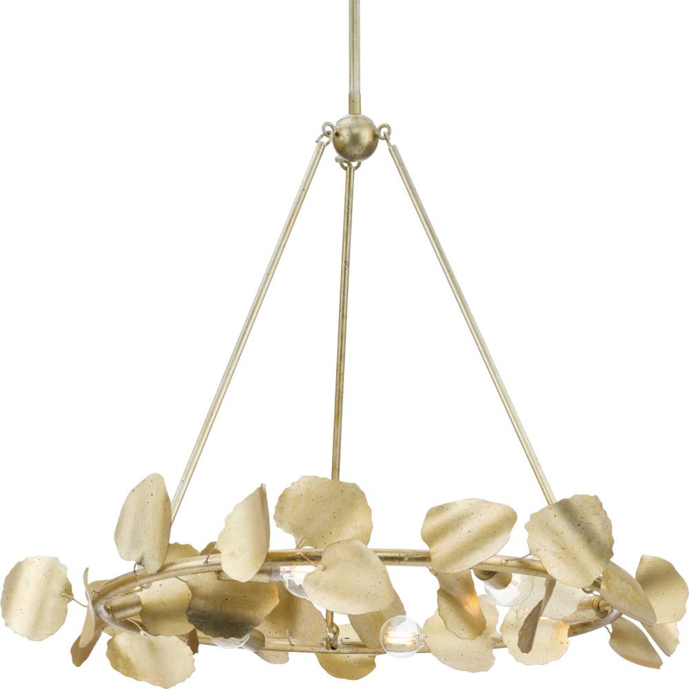 Laurel Collection Six-Light Gilded Silver Transitional Chandelier