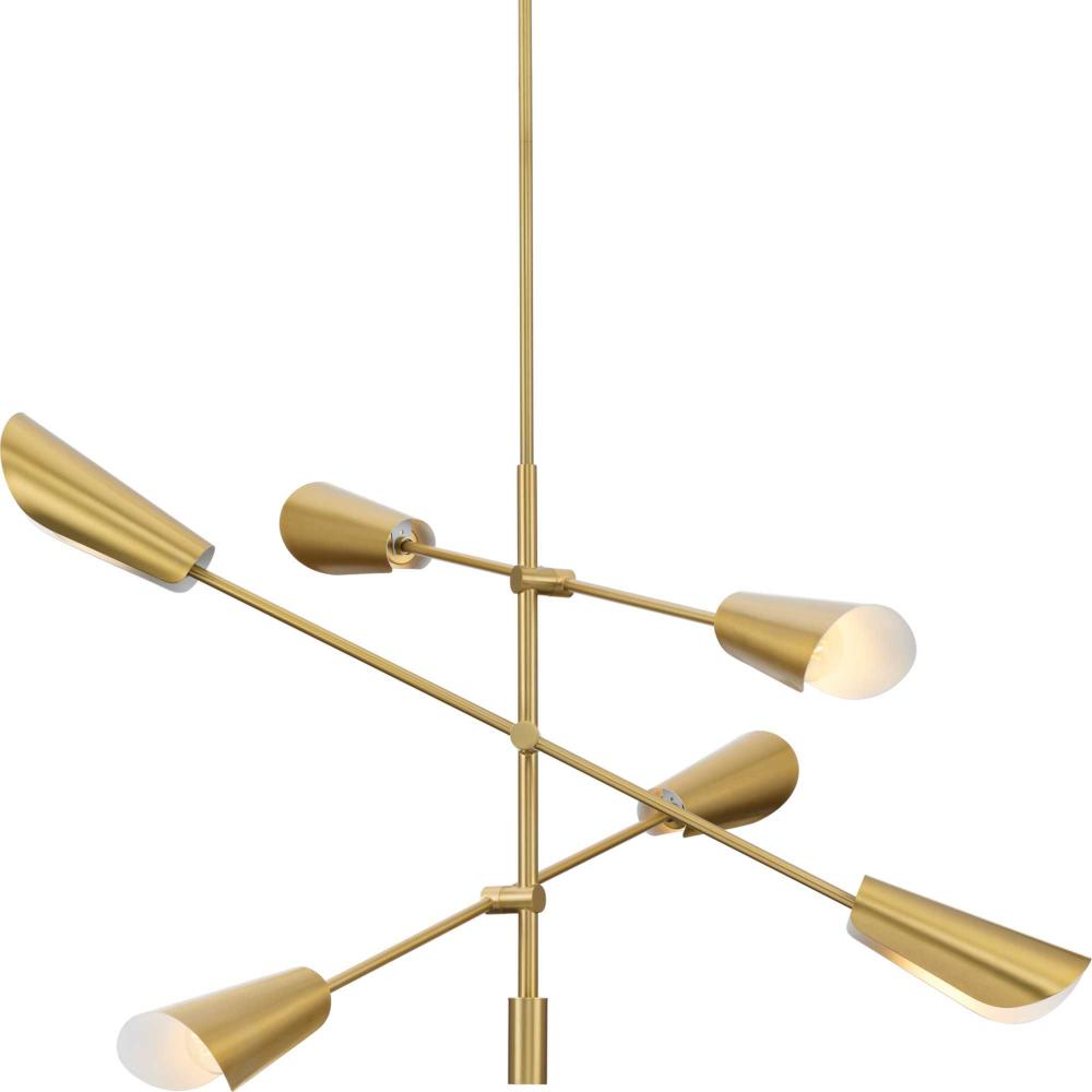 Cornett Collection Six-Light Brushed Gold Contemporary Chandelier