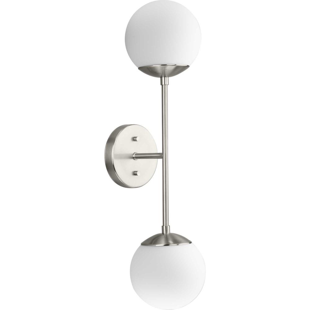 Haas Collection Two-Light Brushed Nickel Mid-Century Modern Wall Bracket