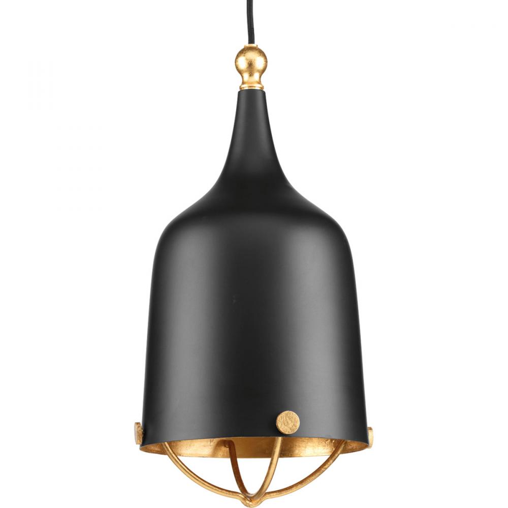 Era Collection One-Light Matte Black and Gold Global Pendant Light