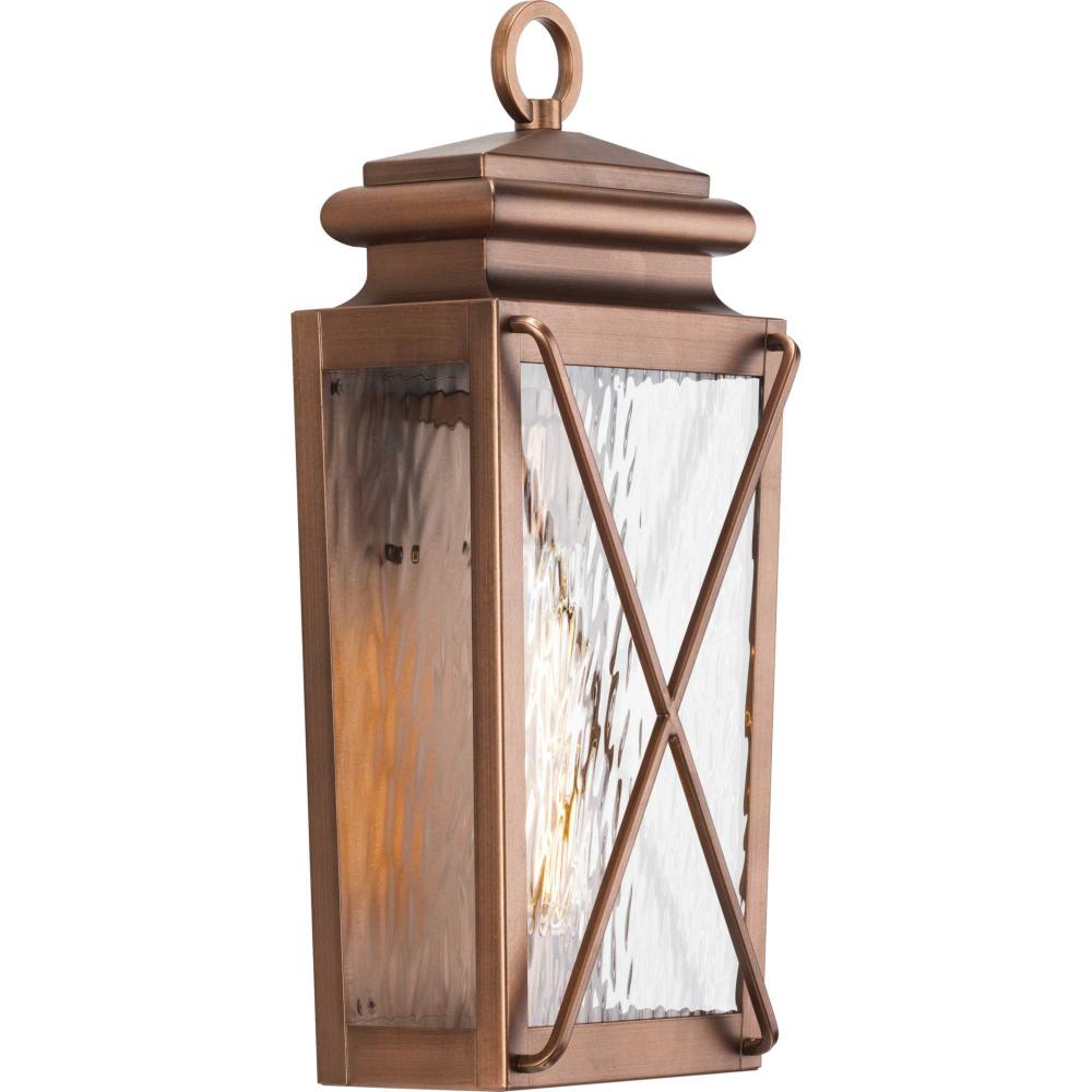 Wakeford Collection One-Light Antique Copper and Clear Water Glass Transitional Style Small Outdoor