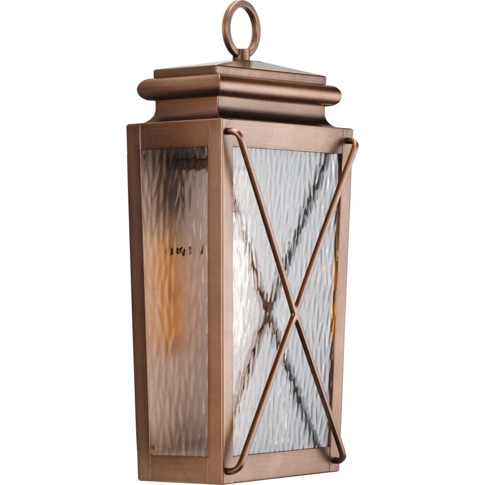 Wakeford Collection One-Light Antique Copper and Clear Water Glass Transitional Style Medium Outdoor