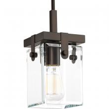 Progress P500073-020 - Glayse Collection One-Light Antique Bronze Clear Glass Luxe Pendant Light