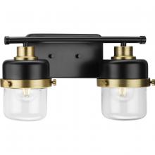 Progress P300423-31M - Beckner Collection Two-Light Matte Black Clear Glass Urban Industrial Bath Light