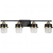 Progress P300425-31M - Beckner Collection Four-Light Matte Black Clear Glass Urban Industrial Bath Light