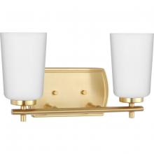 Progress P300466-012 - Adley Collection Two-Light Satin Brass Etched Opal Glass New Traditional Bath Vanity Light
