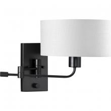 Progress P710104-31M - Carrick Collection  One-Light Matte Black Summer Linen Shade Transitional Wall Light