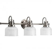 Progress P2992-81 - Archie Collection Three-Light Antique Nickel Clear Double Prismatic Glass Coastal Bath Vanity Light