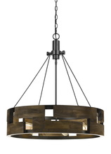 CAL Lighting FX-3670-6 - 60W X 6 Bradford Metal And Wood Chandelier (Edison Bulbs Not included)