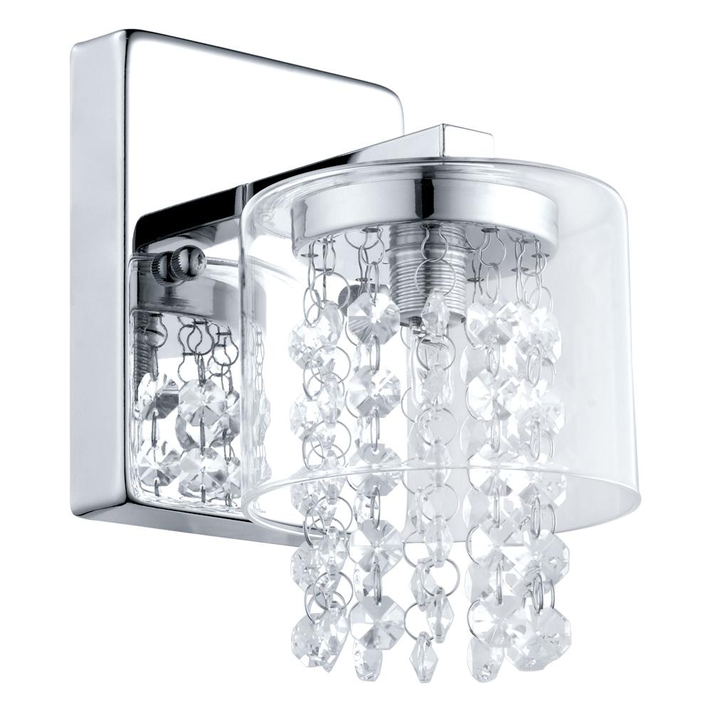 1 LT Bath/Vanity Light w/ Chrome Finish & Clear Glass Shade Surrounding Crystal Strands