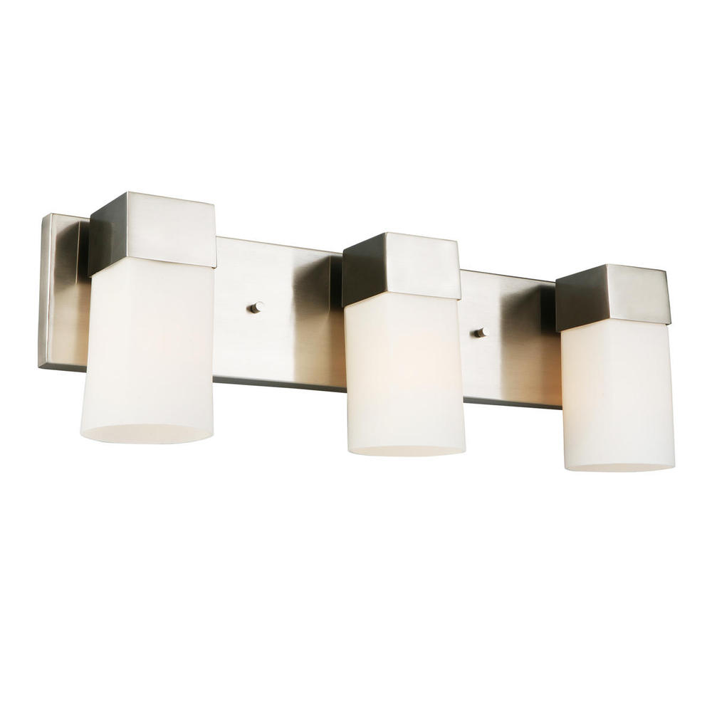 3x60W Bath Vanity Light With Brushed Nickel Finish & Frosted Glass