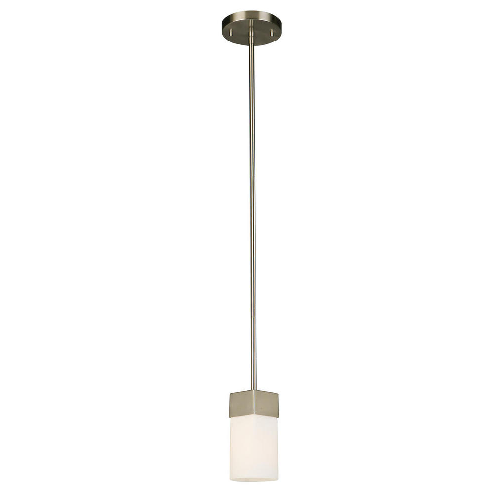 1x60W Mini Pendant With Brushed Nickel Finish & Frosted Glass