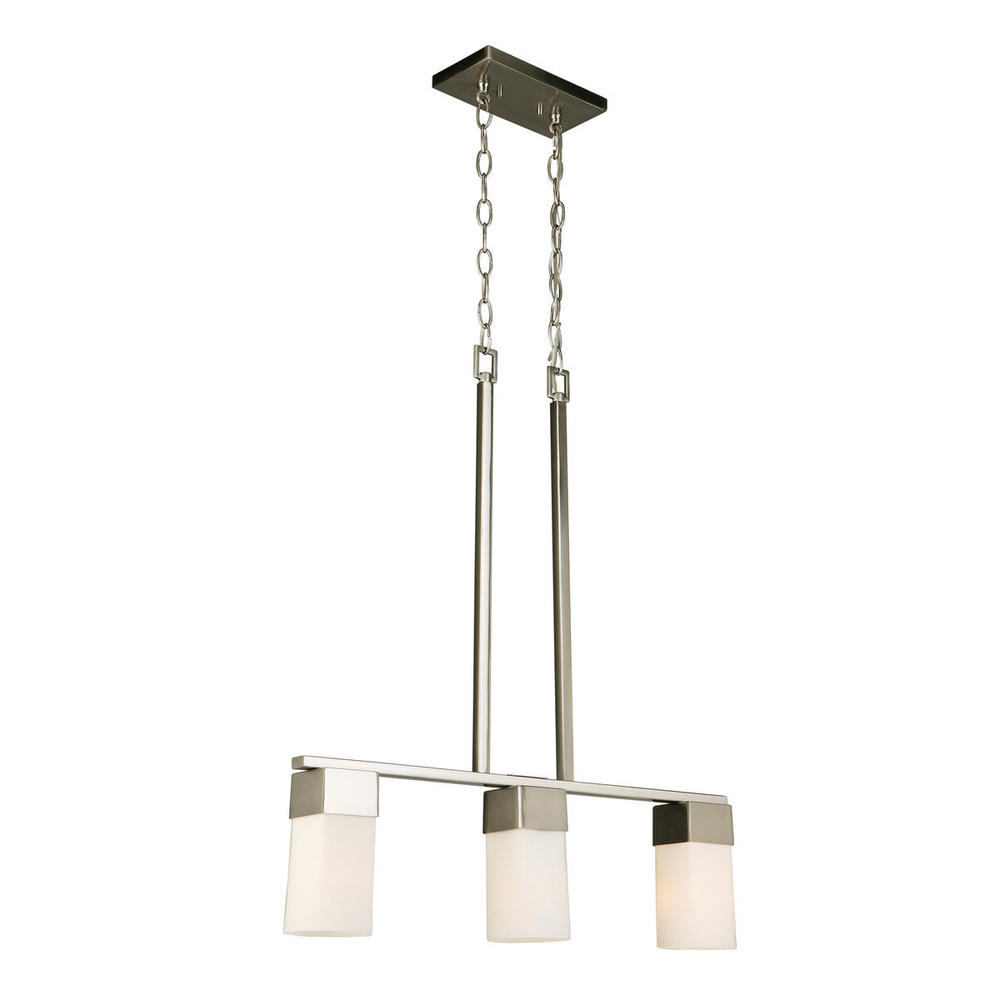 3x60W Multi Light Pendant With Brushed Nickel Finish & Frosted Glass