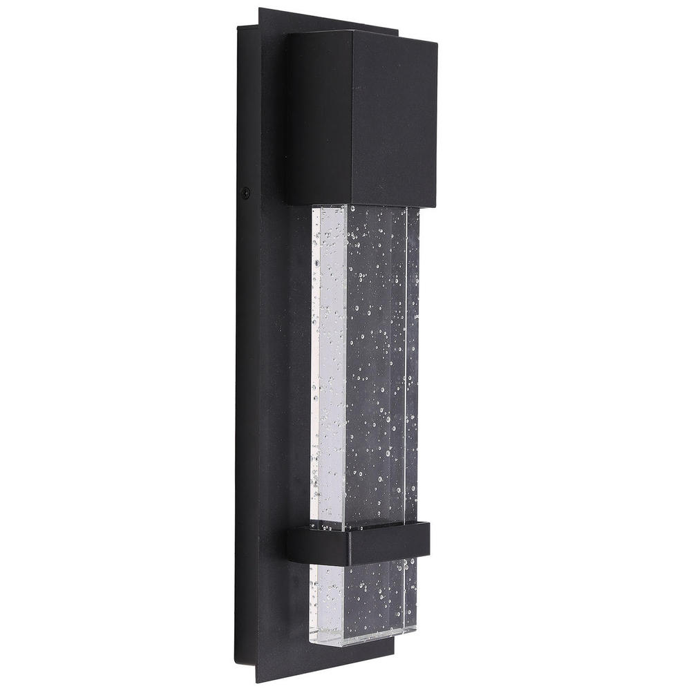 1x11W LED Outdoor Wall Light With Matte Black Finish & Clear Seeded Glass