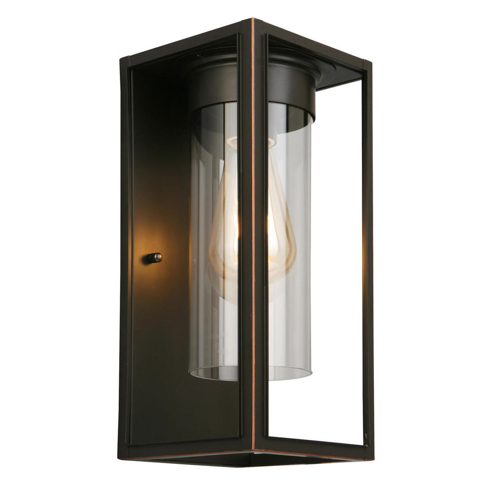 1x60W Outdoor Wall Light With Oil Rubbed Bronze Finish & Clear Glass