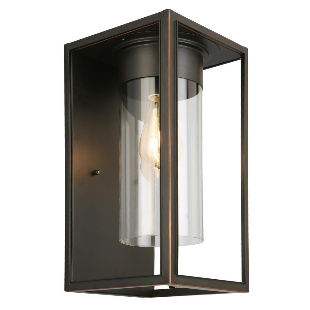 1x60W Outdoor Wall Light With Oil Rubbed Bronze Finish & Clear Glass